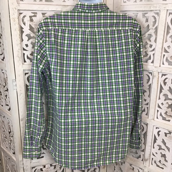 Gap Mens Classic Fit Green Plaid Button Down Shirt - Picture 3 of 5